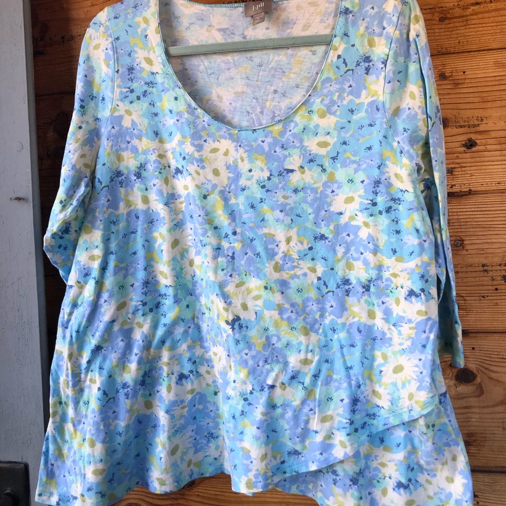 J. Jill Blue Floral Print Shirt